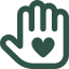 icono de una mano con un corazón inspirando compromiso